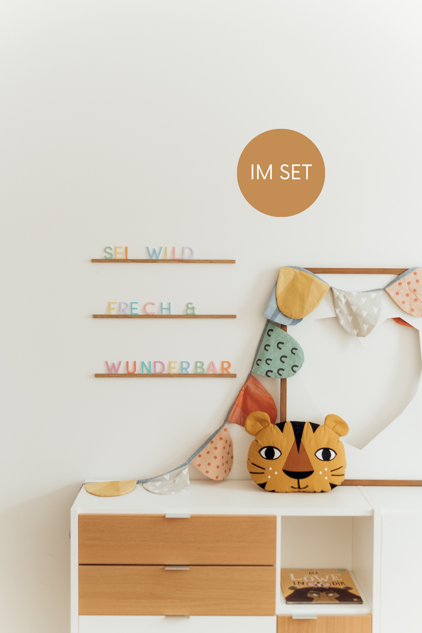 Schriftzug in bunt "wild, frech & wunderbar" für Letterboard