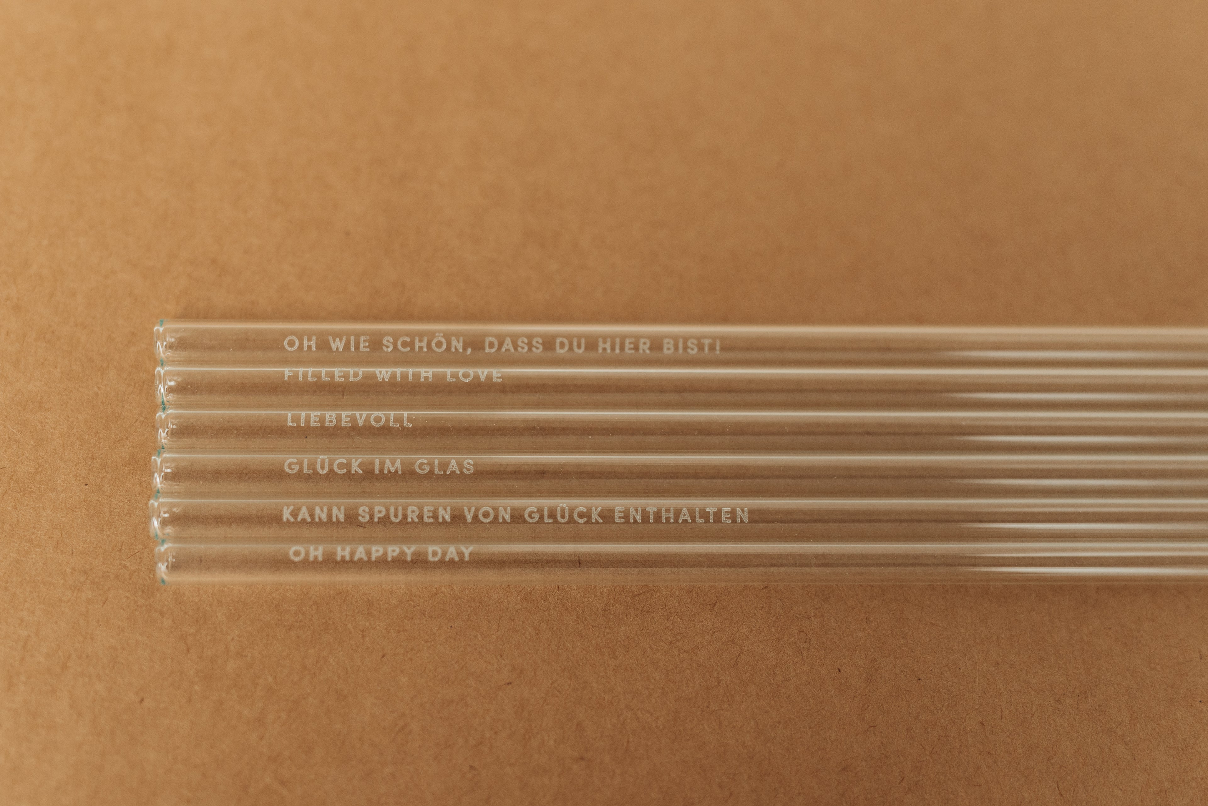 Glas-Strohhalm-Set mit Sprüchen & Reinigungsbürste